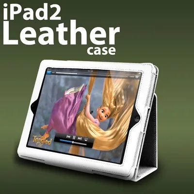 Apple iPad 2 Кожен Калъф Бял + Протектор