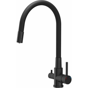 Quadron Кухненски смесител с гъвкав чучур Quadron Pop Agnes, въглеродно черно покритие (52141BLM)
