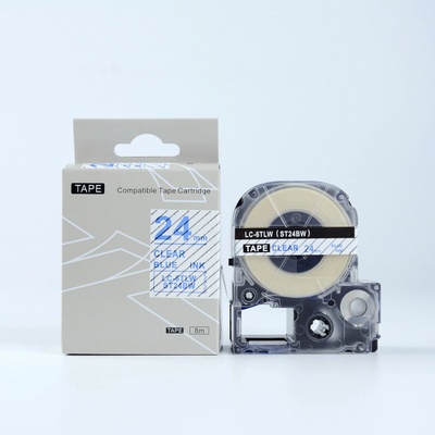 Epson LK-6TLN, ST24BW, 24mm x 9m, modrá tlač / priehľadný podklad, kompatibilná páska