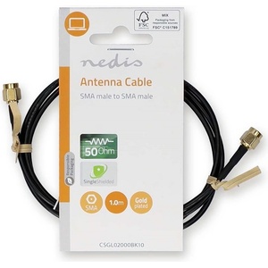 Nedis CSGL02000BK10 SMA кабел, позлатен, 50 ома, екраниран, 1 м (CSGL02000BK10)
