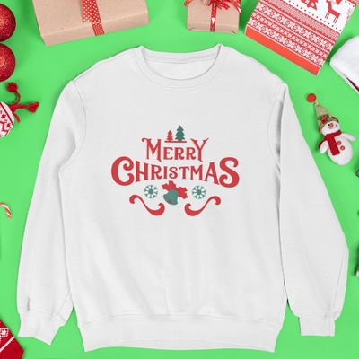 Детска коледна блуза в бяло Merry Christmas