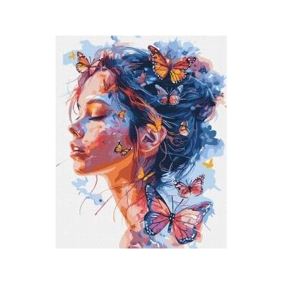 Ideyka Painting by numbers on frame KHO8458 Girl and butterflies 40x50 cm AP0118