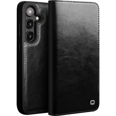 Qialino Кожен Калъф за Samsung S25, Qialino Book Case, Черен (5966011327422)