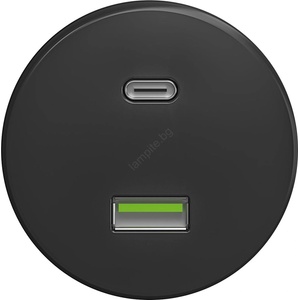 Kliklap - Ретро USB контакт A+C без рамка, антрацит (KA0083)