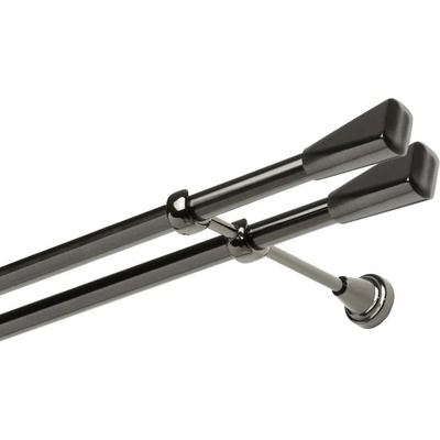 OK-GarnýžeCZ - Garnýž kovová dvouřadá 19mm Trapez double onyx 250 cm do stěny / na tunýlek - bez kroužků