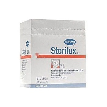 Sterilux ES kompres sterilný 17 vlákien 8 vrstiev 5 cmx5 cm 25 x 2 ks