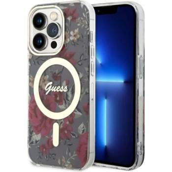 GUESS iPhone 14 Pro 6.1" khaki hardcase Flower MagSafe (GUHMP14LHCFWSA)