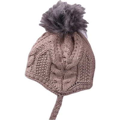 dětská celopodšitá pletená čepice Pletex H099 Kávová