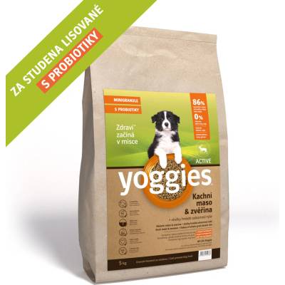Yoggies Minigranule Active Kachna a zvěřina lisované za studena 5 kg