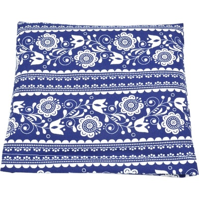 TORF Възглавница с пшенично зърно, синьо-бял фолклорен мотив, 19 x 18 см