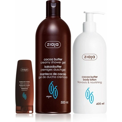 Ziaja Cocoa Butter krémové sprchové mydlo 500 ml + Ziaja Cocoa Butter výživné telové mlieko s kakaovým maslom 400 ml + Ziaja Cocoa Butter regeneračný krém na ruky a nechty 80 ml