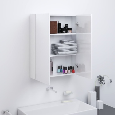 vidaXL Koupelnová skříňka se zrcadlem 60 x 15 x 75 cm MDF zářivě bílá