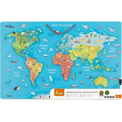 Drevená mapa sveta s tabuľou 6971608445088