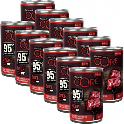 Wellness Core Dog 95% hovädzie a brokolica 12 x 400 g