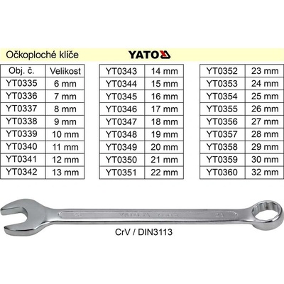 Yato očkoplochý klíč 12mm YT-0341