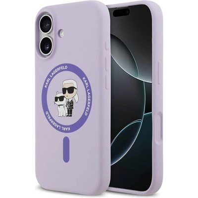 KARL LAGERFELD MagSafe Калъф за iPhone 17, Karl Lagerfeld Silicone Karl & Choupette Case, Лилав (KLHMP17SSCMKCRHU)