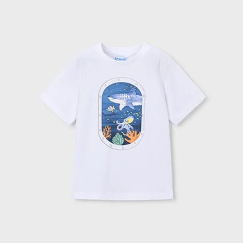 MAYORAL Бяла тениска къс ръкав прозорец морско дъно за мини момче Mayoral