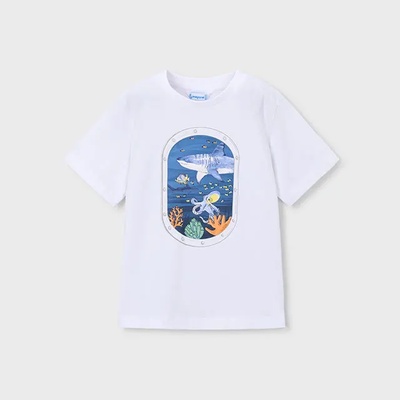 MAYORAL Бяла тениска къс ръкав прозорец морско дъно за мини момче Mayoral