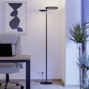 EGLO 901974 - димируема LED подова лампа CASTELPOTO LED/16W/230V + LED/12W черна (EG901974)