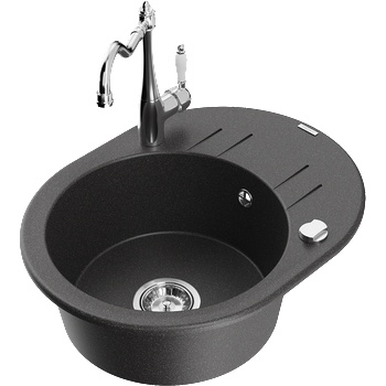 Mexen Kevin гранитна мивка с 1 корито с отцедник и кухненски смесител Carla, (6517-76-670700-00)