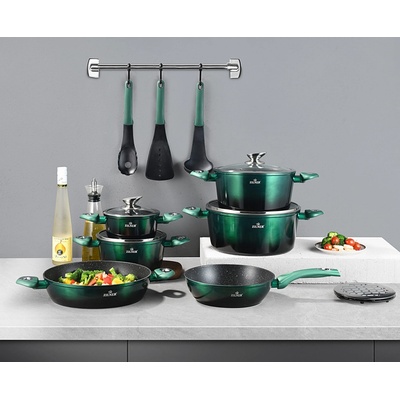 Zilner Sada nádobí s mramorovým povrchem ZL 8521 EMERALD Green 15 ks