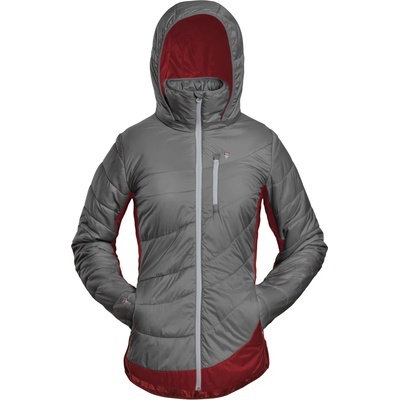 Grüezi Bag Дамско вълнено яке Grüezi bag Women's Refreshful Silkwool Jacket Insulation jacket - Grey / Cherry - размер XXS (105-5070-0511)