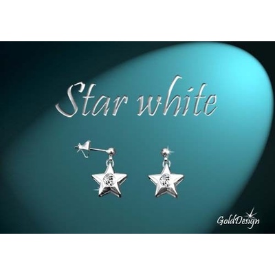 Gold Design star white stříbřené GD794