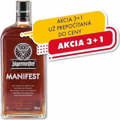 Jägermeister Manifest 38% 1 l (čistá fľaša)