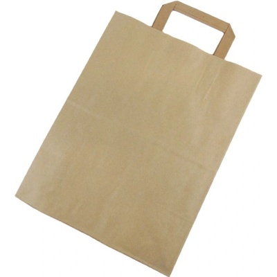 Papierová taška s plochým uchom, 33x26x17 cm, hnedá