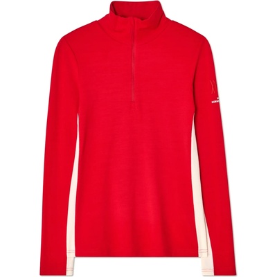 We Norwegians Дамски вълнен пуловер We Norwegians Women's Voss 1/4-Zip Merino jumper - Red - размер L (105-5840-0214)