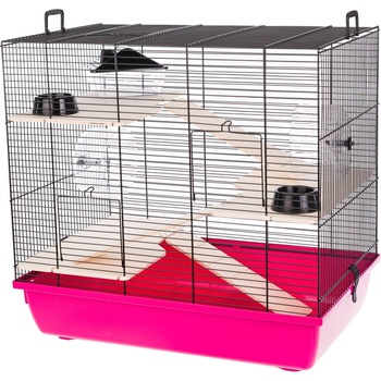 INTER-ZOO Pet Products Клетка за гризачи REX III + Wood 58 x 38 x 55 см РОЗОВА