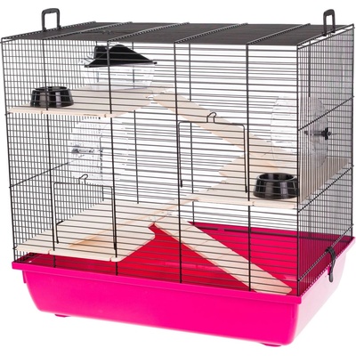 INTER-ZOO Pet Products Клетка за гризачи REX III + Wood 58 x 38 x 55 см РОЗОВА