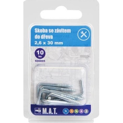 skoba se závitem do dřeva 30x2,6mm Zn (10ks)