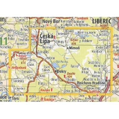 KČT 15 Máchův kraj - nástěnná turistická mapa 60 x 90 cm Varianta: bez rámu v tubusu, Provedení: laminovaná mapa v lištách