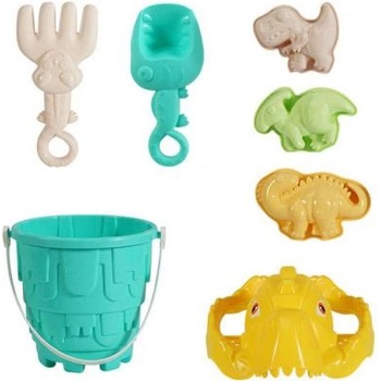 Wiky Комплект за пясък динозавър 7 бр. кофа 12x13, 5 см
