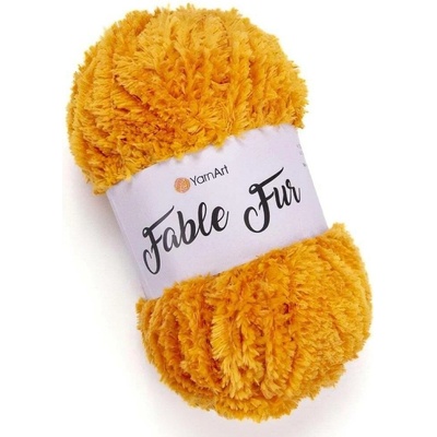 Pletací příze YarnArt FABLE FUR 985 tmavě žlutá, efektní, 100g/100m