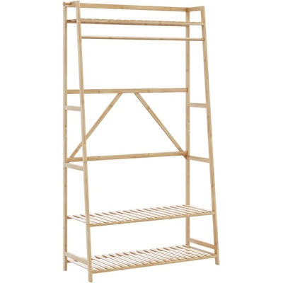 vidaXL Закачалка за дрехи с рафтове 110x40x180 см, бамбук (4008925)