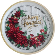 Clayre & Eef Hnedý plastový vianočný podnos Santa 40*1 cm