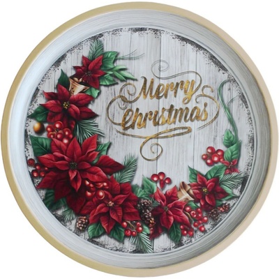 Clayre & Eef Hnedý plastový vianočný podnos Santa 40*1 cm