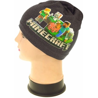 Dětská čepice Minecraft tmavě šedá