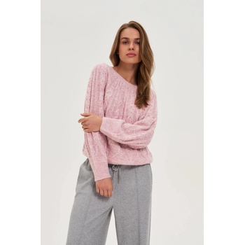 Moodo Розов суитшърт с декоративно плетено каре Moodo Moodo | Rozov | ЖЕНИ | XS