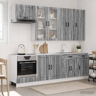 vidaXL Кухненски единица LUCCA 8 pcs Сив Сонома Инженерна дървесина (3438159)