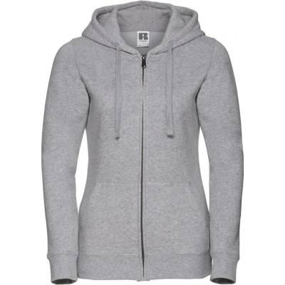 Light grey women's Hoodie with Authentic Russell zipper šedá