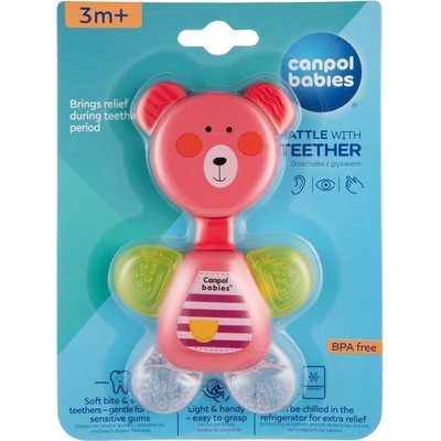 Canpol babies chladiaci s hrkálkou medvedík růžová