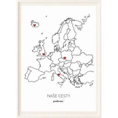 Spomienková mapa Naše cesty – Európa, A3 + rám