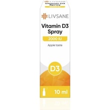 Livsane Vitamín D3, 2000 IU sprej s príchuťou jablka 10 ml