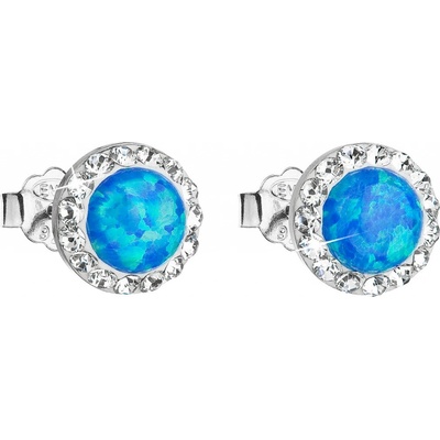 Pavona pecky se syntetickým opálem a krystaly Swarovski kulaté 31217.1 modré