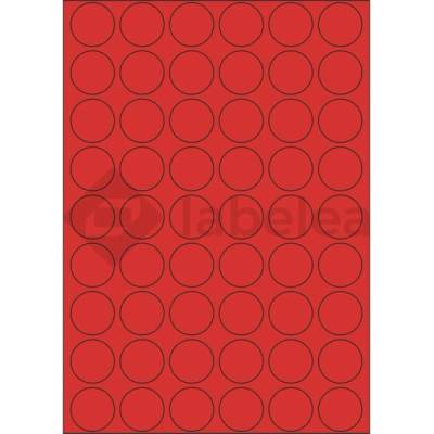 Labelea Samolepiace etikety kruh 30x30 mm farebné papierové, na hárku A4, pre laserovú a atramentovú tlač, Farba etikiet Červená, Počet hárkov v balení 100 EPY999030PR054S