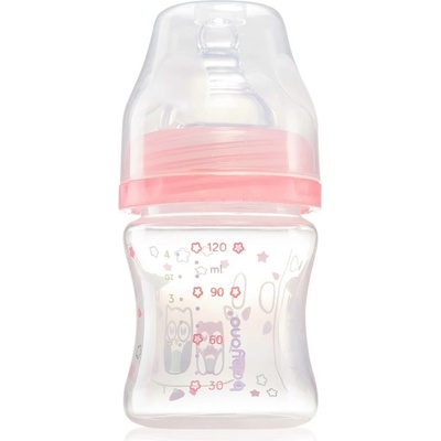 BabyOno Antikoliková lahvička se širokým hrdlem růžová 120ml
