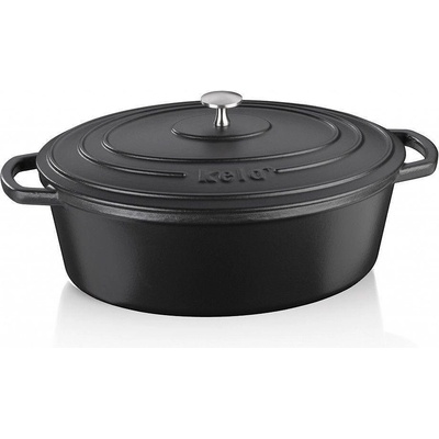 Kela Чугунена овална тенджера с капак KELA Calido 6л, черна (1086)